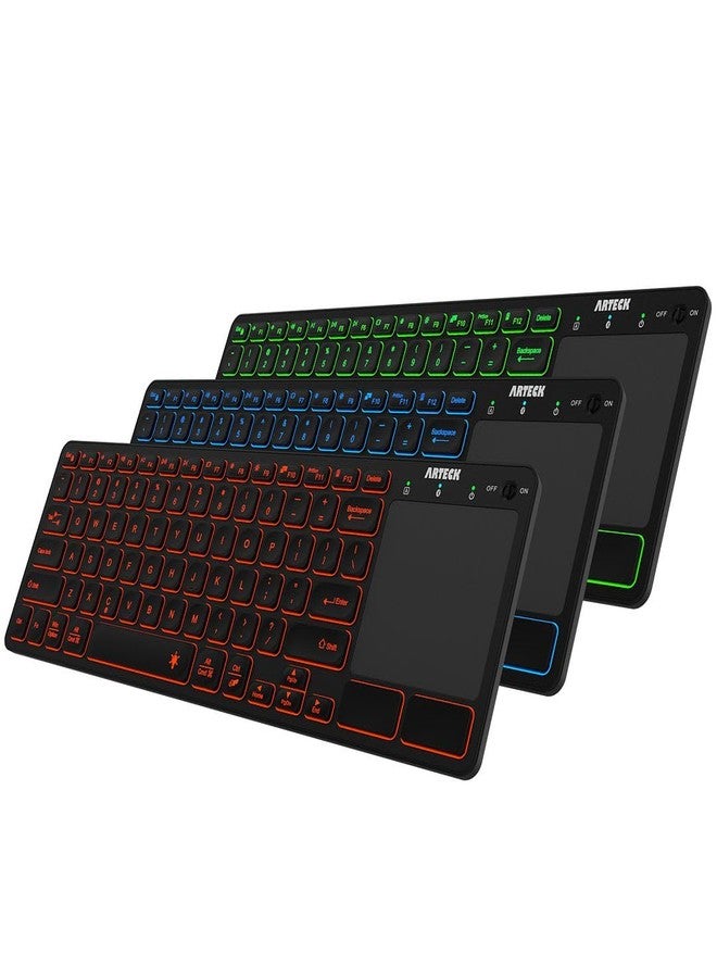 Arteck Universal Backlit 7-Colors Bluetooth Touch TV Keyboard with Easy Media Control and Build-in Touchpad for TV-Connected Computer, Smart TV, Desktop, Laptop, iPad, Surface, Tablet, HTPC - Image 1